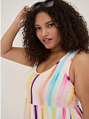 Button Front Babydoll Tank - Super Soft Striped White, OTHER PRINTS, alternate