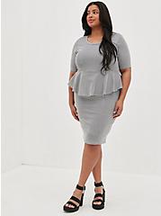 Plus Size Peplum Dress - Double Knit Houndstooth, HOUNDSTOOTH PLAID, alternate