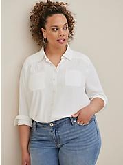 Madison Button-Up Top - Georgette White, CLOUD DANCER, alternate