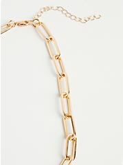 Plus Size Paper Clip Single Necklace - Gold Tone, , alternate