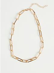 Plus Size Paper Clip Single Necklace - Gold Tone, , hi-res