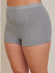 Cotton Ribbed High-Rise Shortie Panty, HEATHER GREY, alternate