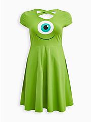 Plus Size Disney Pixar Monster's Inc. Lattice Black Dress - Super Soft Mike Green, MULTI, hi-res