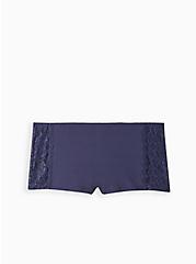 Plus Size Boyshort Panty - Cotton Rib & Lace Navy Blue, PEACOAT, hi-res