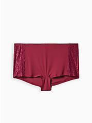 Plus Size Boyshort Panty - Lace & Rib Pink, NAVARRA, hi-res