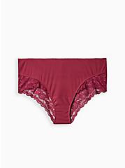 Plus Size Cheeky Panty - Rib & Lace Pink, BOYSENBERRY, hi-res