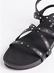 Plus Size Studded Chunky Footbed Sandal - Black  (WW) , BLACK, alternate