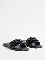 Plus Size Oversized Chain Slide Sandal (WW), BLACK, hi-res