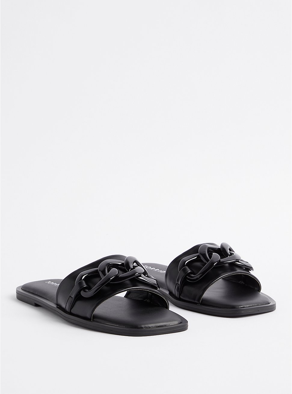 Plus Size Oversized Chain Slide Sandal (WW), BLACK, hi-res