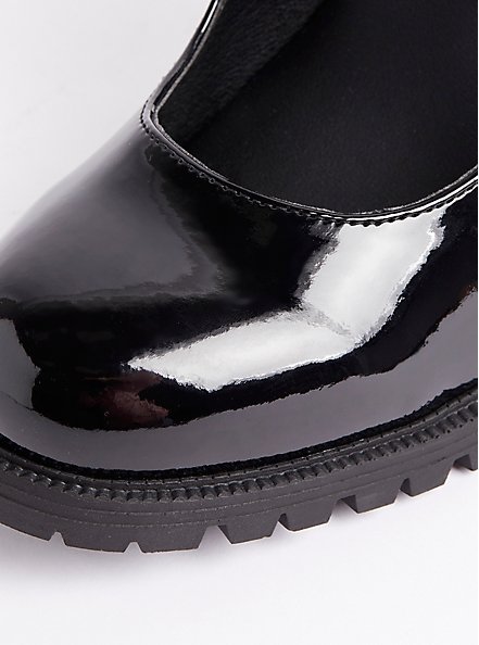 Mary Jane Lug Heel - Faux Leather Black (WW), BLACK, alternate