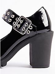 Plus Size Mary Jane Lug Heel - Faux Leather Black (WW), BLACK, alternate