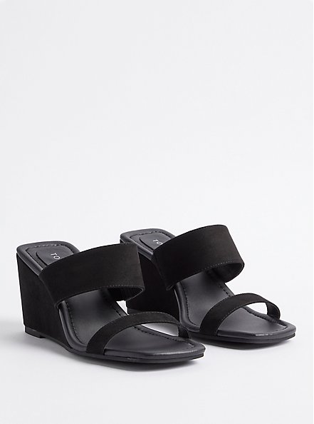 Plus Size Wedge Slide Sandal - Black (WW), BLACK, hi-res