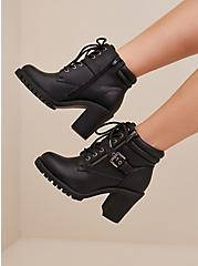 Plus Size Lace-Up Hiker Heel - Black (WW) , BLACK, alternate