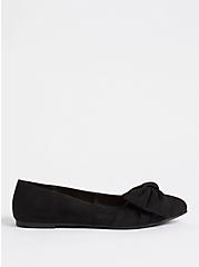 Plus Size Bow Pointed Toe Flat - Black (WW), BLACK, alternate