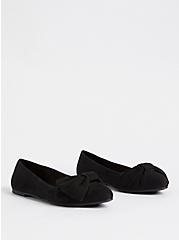 Plus Size Bow Pointed Toe Flat - Black (WW), BLACK, hi-res