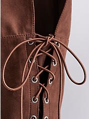 Plus Size Lace Up Flat Over The Knee Boot - Brown (WW), BROWN, alternate