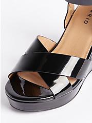Plus Size Strappy Platform Wedge Sandal - Patent Black (WW) , BLACK, alternate