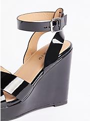 Plus Size Strappy Platform Wedge Sandal - Patent Black (WW) , BLACK, alternate