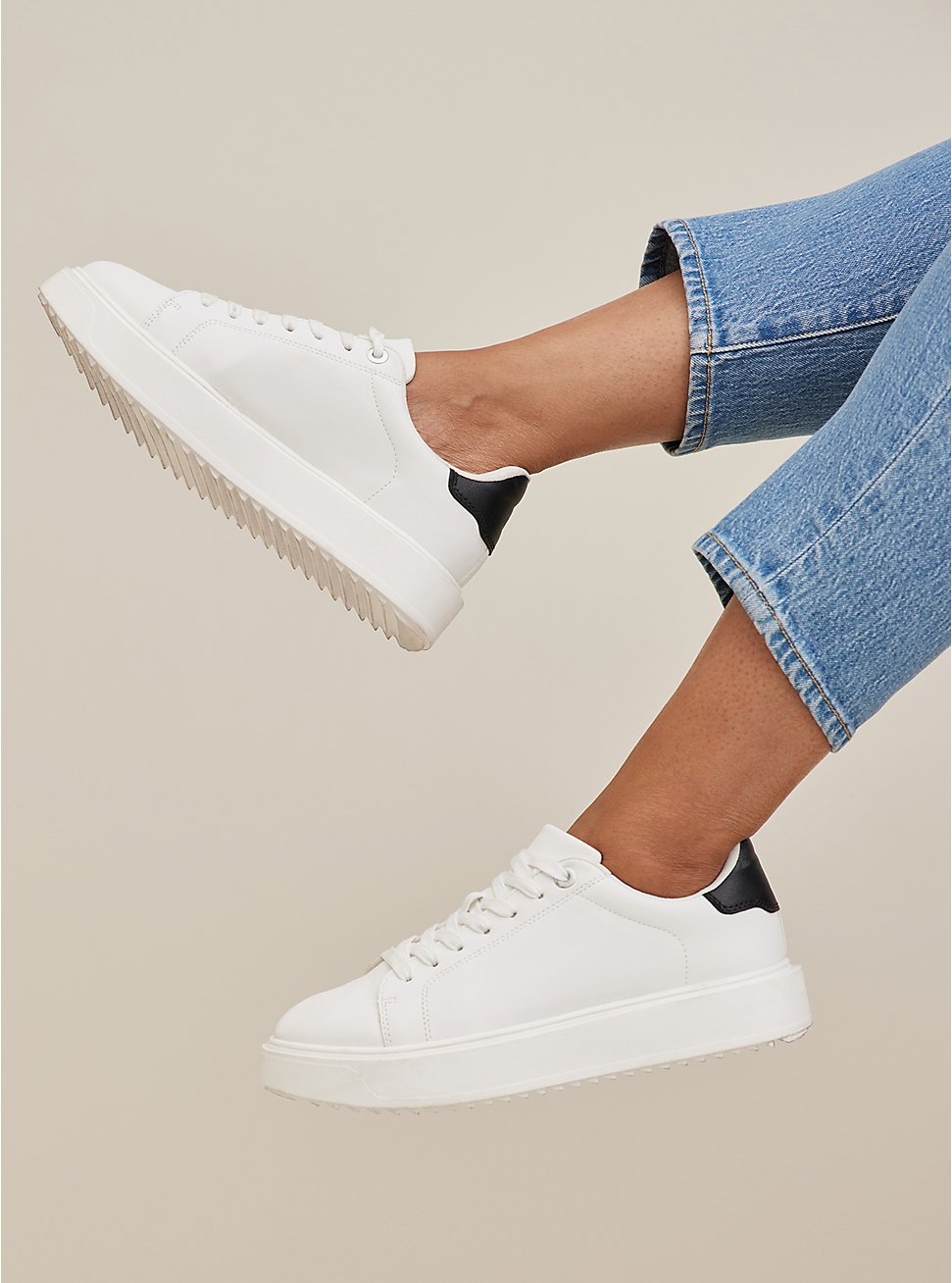 Chunky Lace-Up Sneaker - White & Black (WW), WHITE, hi-res