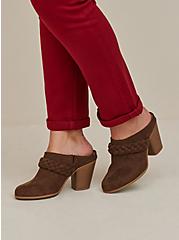 Plus Size Studded Mule - Faux Suede Brown (WW), BROWN, alternate