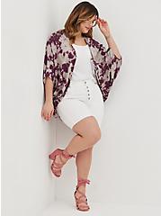 Cocoon Kimono - Soft-Stretch Challis Tie-Dye Purple, TIE DYE - GREY, alternate