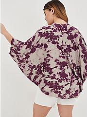 Cocoon Kimono - Soft-Stretch Challis Tie-Dye Purple, TIE DYE - GREY, alternate