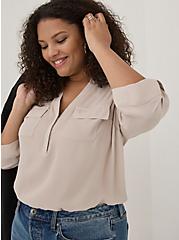 Collared Harper Pullover Blouse - Georgette Light Grey, CHATEAU GRAY, alternate