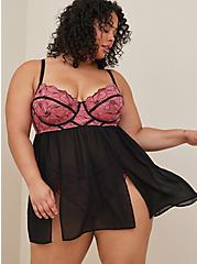 Plus Size Underwire Babydoll - Bold Lace , MAUVEWOOD PINK, hi-res
