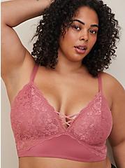 Unlined Lace Longline Bralette, MAUVEWOOD PINK, hi-res