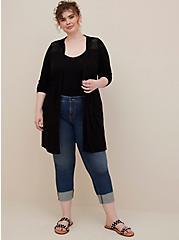Plus Size Anorak Lace Cardigan - Super Soft Black, DEEP BLACK, alternate