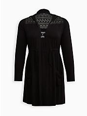 Plus Size Anorak Lace Cardigan - Super Soft Black, DEEP BLACK, hi-res