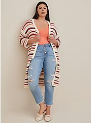 Plus Size Kimono Cardigan - Cotton Multi Stripes, MULTI, alternate