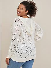 Plus Size Hoodie Sweater - Pointelle Ivory, IVORY, alternate