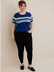 Raglan Pullover Sweater - Navy Stripes, BLUE, alternate