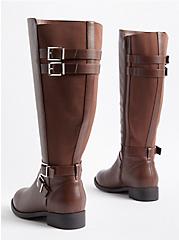 Plus Size Side Buckle Knee Boot (WW) - Dark Brown, BROWN, alternate