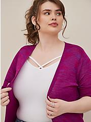 Plus Size Fitted Duster Cardigan - Neon Space Dye Pink , PINK, alternate