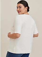 Plus Size V-Neck Cardigan - White, WHITE, alternate