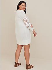 Plus Size Eyelet Lace Kimono - Cotton White, WHITE, alternate