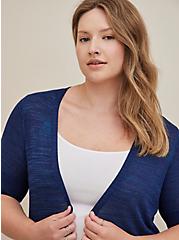 Plus Size Fitted Duster Cardigan - Neon Space Dye Blue , BLUE, alternate