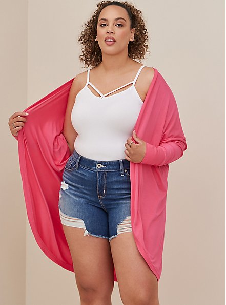 Plus Size Cocoon Kimono - Super Soft Neon Pink, PINK, alternate