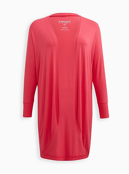 Plus Size Cocoon Kimono - Super Soft Neon Pink, PINK, hi-res