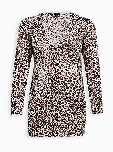 Plus Size Boyfriend Cardigan - Super Soft Leopard, ANIMAL, hi-res