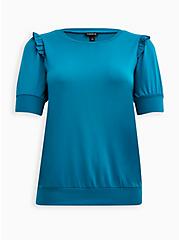 Plus Size Sweatshirt Tee - Lightweight French Terry Teal, TEAL, hi-res