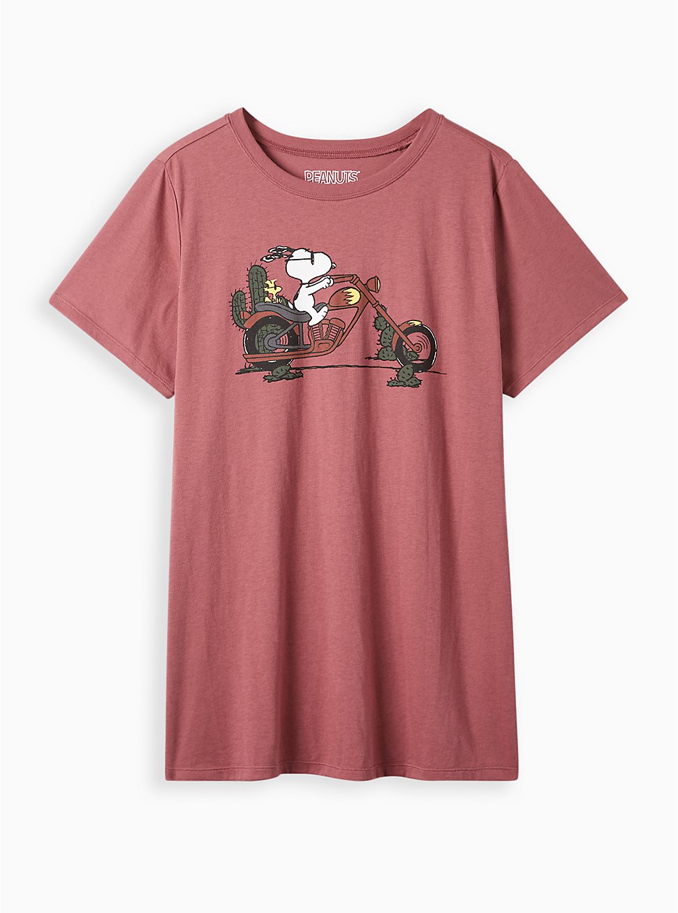 Plus Size Classic Fit Crew Tee - Cotton Dusty Red Snoopy, WILD GINGER: BURGUNDY, hi-res