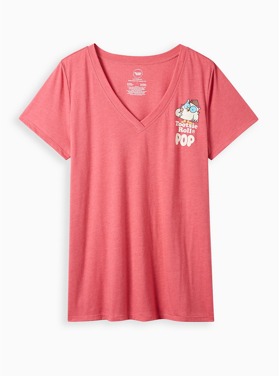 Plus Size Classic Fit V-Neck Ringer Tee - Cotton Red Tootsie Pop, JESTER RED, hi-res