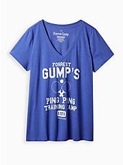 Plus Size Forrest Gump Classic Fit V-Neck Ringer Tee - Cotton Blue , BLUE, hi-res