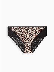 Plus Size Cage Back Hipster Panty - Microfiber Leopard Floral, FIFTIES LEOPARD BEIGE, hi-res