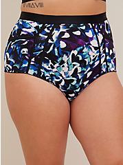 Plus Size High Waist Cheeky Panty - Microfiber Floral, LAYERED WINGS BLACK, alternate