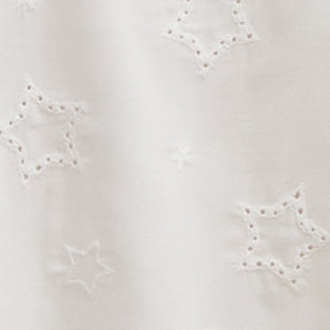 Ruffle Mock Neck Tank - Challis Embroidered White Stars, CLOUD DANCER, swatch