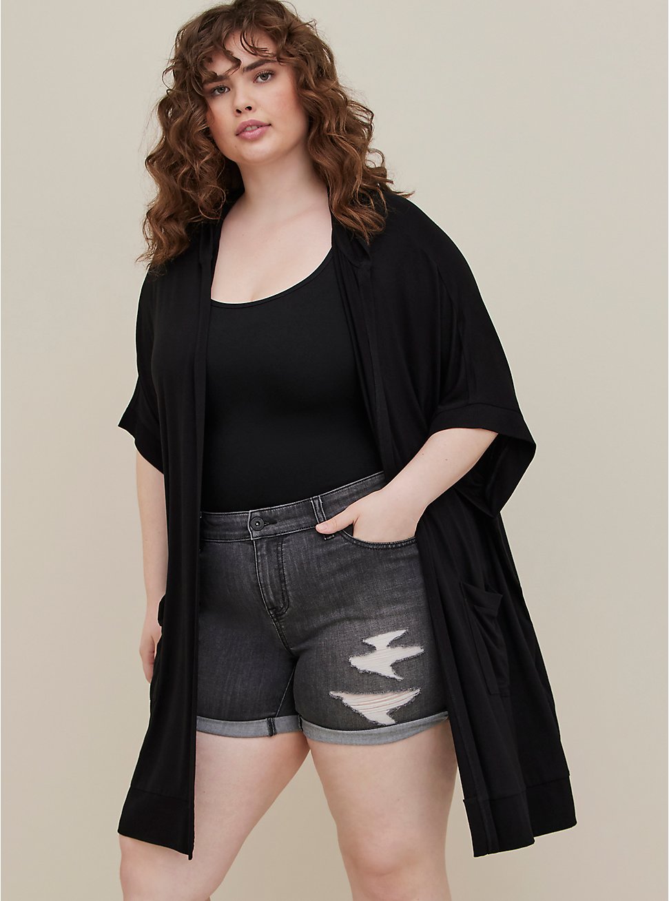 Plus Size LoveSick Sweater Cape - Super Soft Black, DEEP BLACK, hi-res